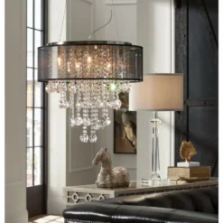 Possini Euro Bretton 22" Wide Brushed Nickel Crystal Chandelier