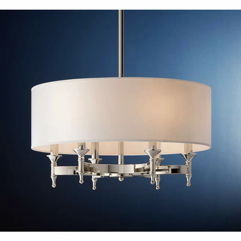 Pembroke 6-Light 24" Wide Polished Nickel Drum Chandelier 3 Pembroke 6-Light 24" Wide Polished Nickel Drum Chandelier