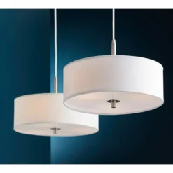 Possini Euro 16" Wide White Brushed Nickel Modern Pendant Light