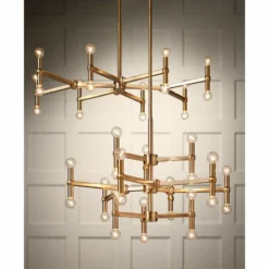 Possini Euro Marya 32" Wide Satin Brass 24-Light Chandelier
