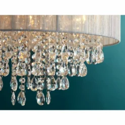 Possini Euro Jolie 20" Wide Silver Fabric Crystal Chandelier