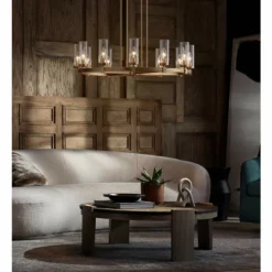 Stiffel Aron 36" Wide Brass 12-Light Wagon Wheel Chandelier