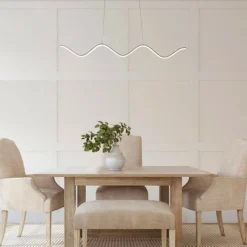 DweLED Morae 44" Wide Nickel Modern Wave Linear Pendant