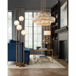 Stiffel Ella 32 1/2" Soft Gold And Crystal 16-Light Three-Tier Pendant