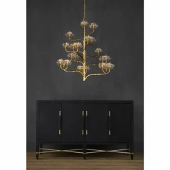 Agavé Americana 42" Wide 22-Light Dark Gold Leaf Chandelier