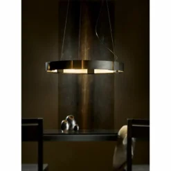 Hubbardton Forge Aura Pendant 28.9" Dark Smoke Glass Ring Pendant