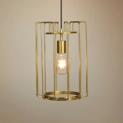 Access Lighting Wired 9" Wide Gold Open Cage LED Mini Pendant