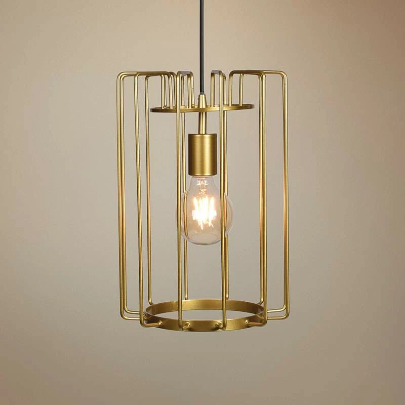 Access Lighting Wired 9" Wide Gold Open Cage LED Mini Pendant 3 Access Lighting Wired 9" Wide Gold Open Cage LED Mini Pendant