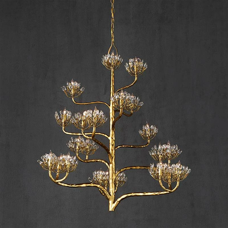 Agavé Americana 42" Wide 22-Light Dark Gold Leaf Chandelier 4 Agavé Americana 42" Wide 22-Light Dark Gold Leaf Chandelier - Image 2