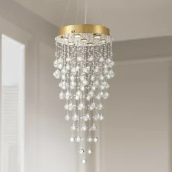 Aida 18" Wide Gold Pouring Crystal Pendant Light