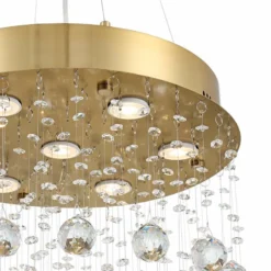 Aida 18" Wide Gold Pouring Crystal Pendant Light -Outlet The Radiantix Store aida 18 inch wide gold pouring crystal pendant light 757a1views2