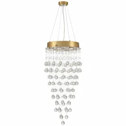 Aida 18" Wide Gold Pouring Crystal Pendant Light -Outlet The Radiantix Store aida 18 inch wide gold pouring crystal pendant light 757a1views4