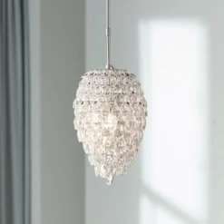 Aisling 10" Wide Polished Nickel And Crystal Mini Pendant