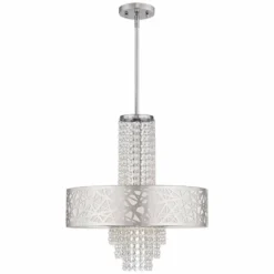 Allendale 18"W Polished Nickel Crystal Pendant Chandelier -Outlet The Radiantix Store allendale 18 inchw polished nickel crystal pendant chandelier 69m09