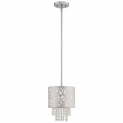 Allendale 8" Wide Polished Nickel And Crystal Mini Pendant -Outlet The Radiantix Store allendale 8 inch wide polished nickel and crystal mini pendant 69m08