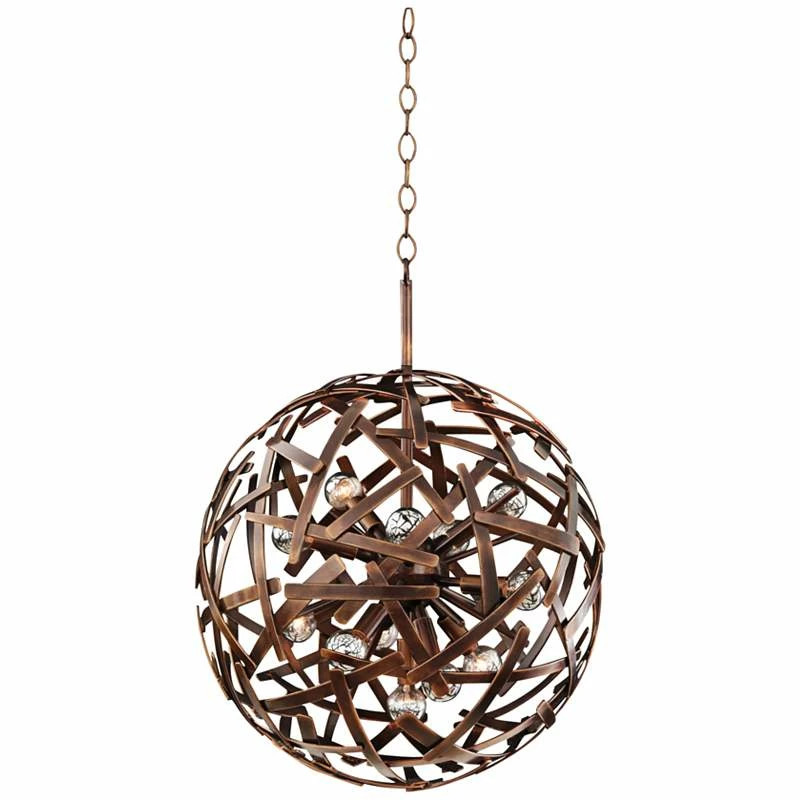 Ambassador 20" Wide Copper Recycled Steel Sphere Pendant 4 Ambassador 20" Wide Copper Recycled Steel Sphere Pendant - Image 2