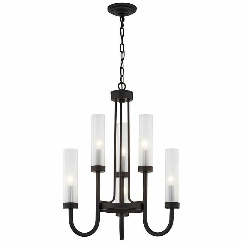 Anchor 22 1/2" Wide Matte Black 6-Light Chandelier 4 Anchor 22 1/2" Wide Matte Black 6-Light Chandelier - Image 2