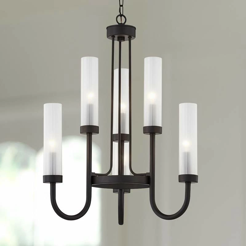 Anchor 22 1/2" Wide Matte Black 6-Light Chandelier 3 Anchor 22 1/2" Wide Matte Black 6-Light Chandelier