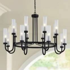 Anchor 42 1/2" Wide Matte Black 16-Light Chandelier