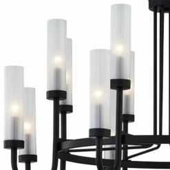 Anchor 42 1/2" Wide Matte Black 16-Light Chandelier -Outlet The Radiantix Store anchor 42 and one half inch wide matte black 16 light chandelier 862h1views1