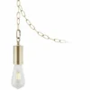 Antique Brass Plug-In Hanging Swag Chandelier With Edison Style LED Bulb