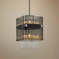Troy Apollo 10 1/2"W Dark Bronze And Polished Chrome Mini Pendant
