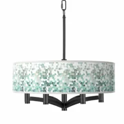 Aqua Mosaic Ava 6-Light Black Pendant Chandelier
