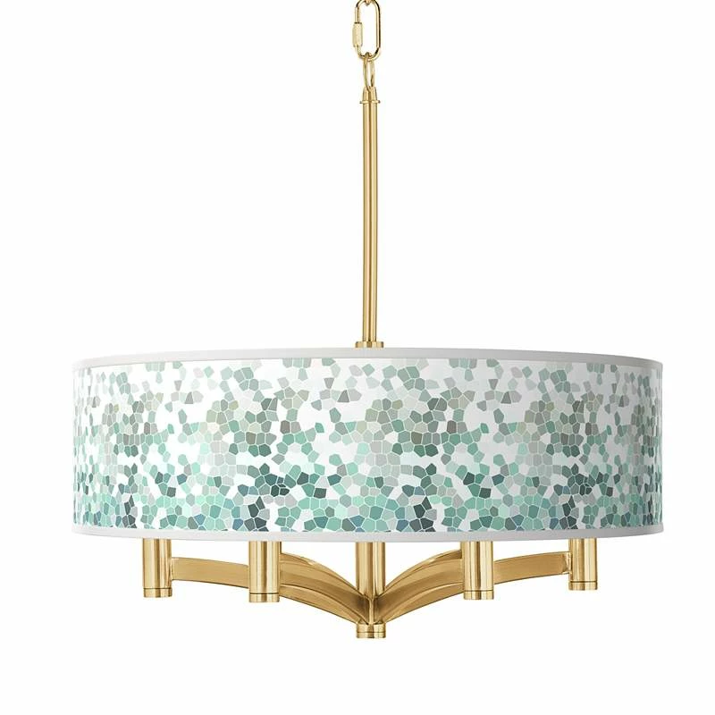 Aqua Mosaic Ava 6-Light Gold Pendant Chandelier 3 Aqua Mosaic Ava 6-Light Gold Pendant Chandelier