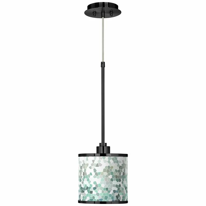 Aqua Mosaic Giclee Black Mini Pendant Light 4 Aqua Mosaic Giclee Black Mini Pendant Light - Image 2