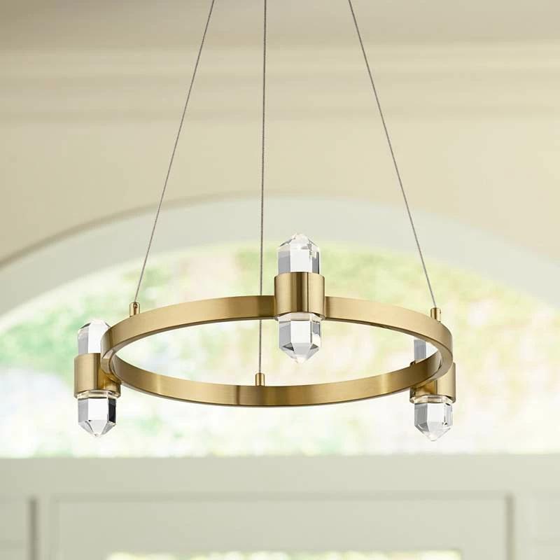 Arabella 20 1/2"W Champagne Gold 6-Light LED Crystal Pendant 3 Arabella 20 1/2"W Champagne Gold 6-Light LED Crystal Pendant