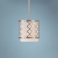 Arabesque 7" Wide Brushed Nickel Drum Mini Pendant