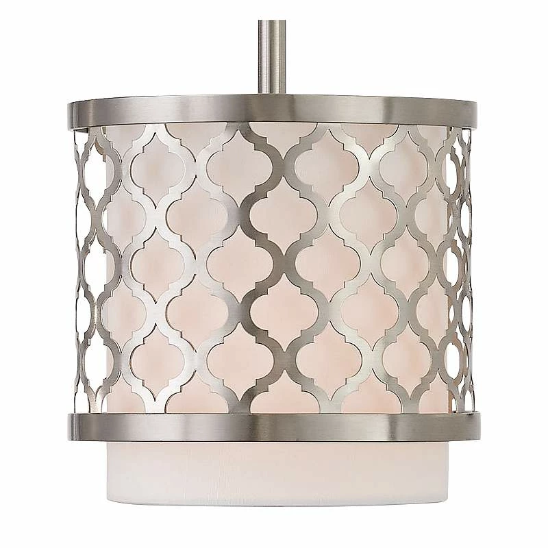 Arabesque 7" Wide Brushed Nickel Drum Mini Pendant 5 Arabesque 7" Wide Brushed Nickel Drum Mini Pendant - Image 3