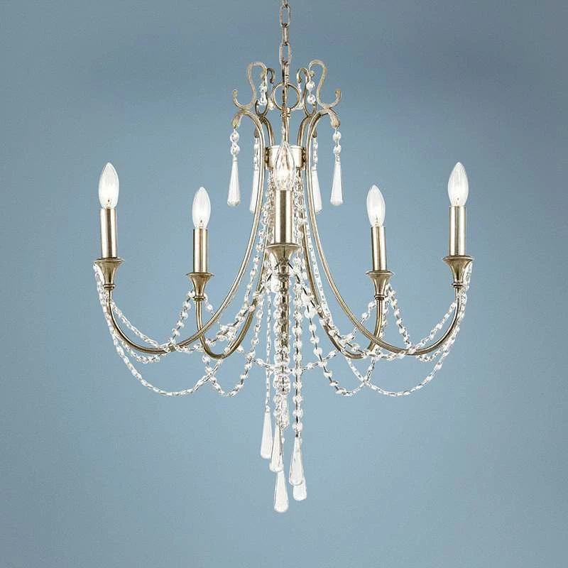 Arcadia 23 1/2"W Antique Silver Crystal 5-Light Chandelier 3 Arcadia 23 1/2"W Antique Silver Crystal 5-Light Chandelier