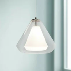 AFX Armitage 10" Wide Satin Nickel And Glass Modern LED Mini Pendant