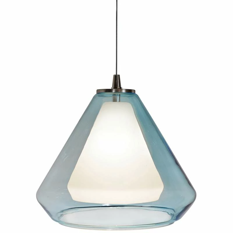 AFX Armitage 10"W Satin Nickel LED Mini Pendant With Aqua Glass 4 AFX Armitage 10"W Satin Nickel LED Mini Pendant With Aqua Glass - Image 2