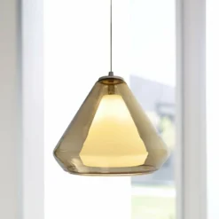 AFX Armitage 10"W Satin Nickel LED Mini Pendant With Brown Glass