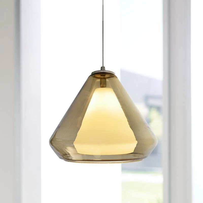 AFX Armitage 10"W Satin Nickel LED Mini Pendant With Brown Glass 3 AFX Armitage 10"W Satin Nickel LED Mini Pendant With Brown Glass