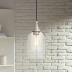 Art Glass 6 1/4"W Clear Glass Brushed Nickel Mini Pendant