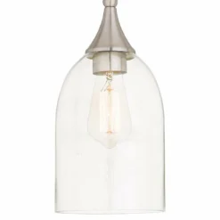 Art Glass 6 1/4"W Clear Glass Brushed Nickel Mini Pendant 7 Art Glass 6 1/4"W Clear Glass Brushed Nickel Mini Pendant -Outlet The Radiantix Store art glass 6 and one quarter inchw clear glass brushed nickel mini pendant 55j42views1