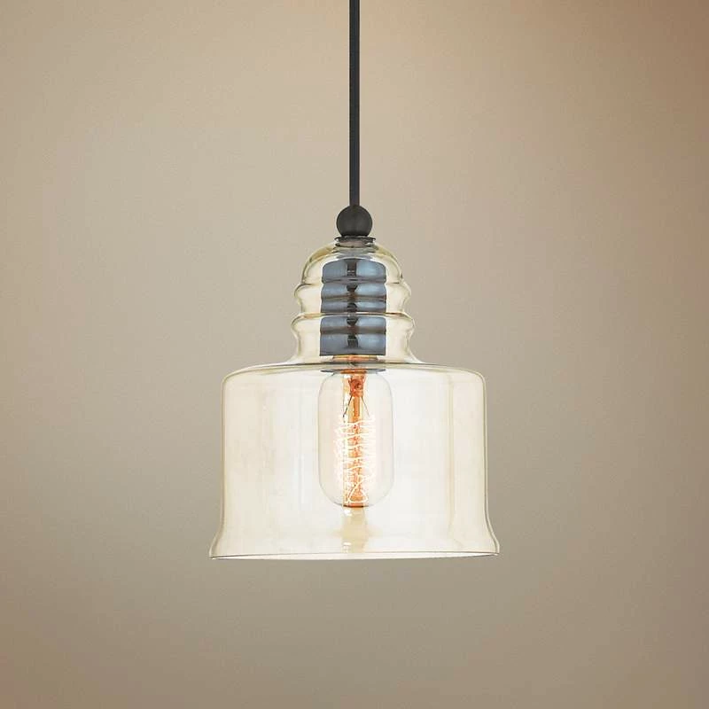 Art Glass 6 3/4" Wide English Bronze Mini Pendant 3 Art Glass 6 3/4" Wide English Bronze Mini Pendant