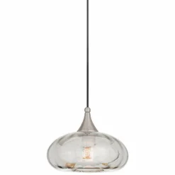 Art Glass And Brushed Nickel 9 1/2" Wide Modern Mini Pendant