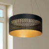 AFX Ash 20" Wide Black And Gold LED Drum Pendant Light