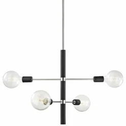 Astrid 24" Wide Polished Nickel And Black 4-Light Chandelier