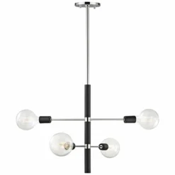 Astrid 24" Wide Polished Nickel And Black 4-Light Chandelier -Outlet The Radiantix Store astrid 24 inch wide polished nickel and black 4 light chandelier 47c99views3