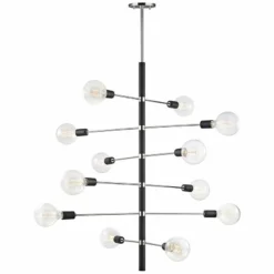 Astrid 36"W Polished Nickel And Black 12-Light Chandelier