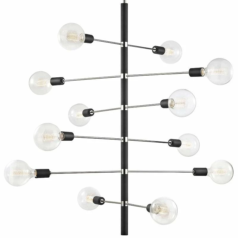 Astrid 36"W Polished Nickel And Black 12-Light Chandelier 4 Astrid 36"W Polished Nickel And Black 12-Light Chandelier - Image 2