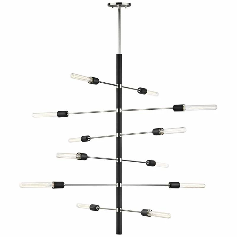 Astrid 36"W Polished Nickel And Black 12-Light Chandelier 6 Astrid 36"W Polished Nickel And Black 12-Light Chandelier - Image 4