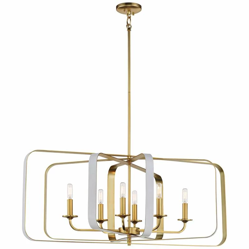 Aureum 40" Wide Gold And White 6-Light Island Pendant Light 4 Aureum 40" Wide Gold And White 6-Light Island Pendant Light - Image 2