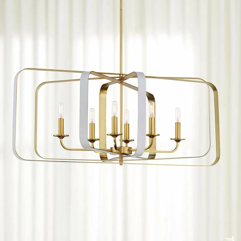 Aureum 40" Wide Gold And White 6-Light Island Pendant Light 3 Aureum 40" Wide Gold And White 6-Light Island Pendant Light