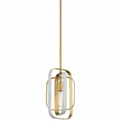 Aureum 7"W Honey Gold And White Open Cage Mini Pendant Light